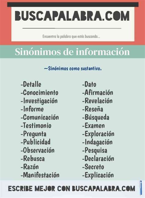 sinonimos de información|sinónimos de datos.